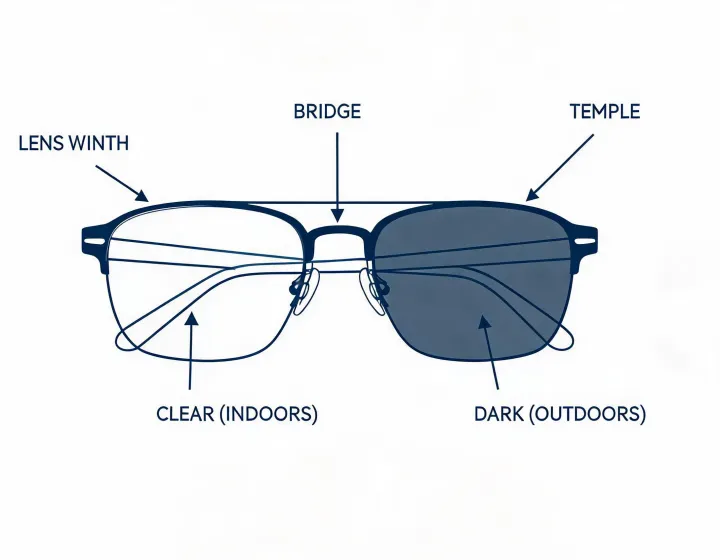 Photochromic glasses specification worksheet illustration, not a premises map